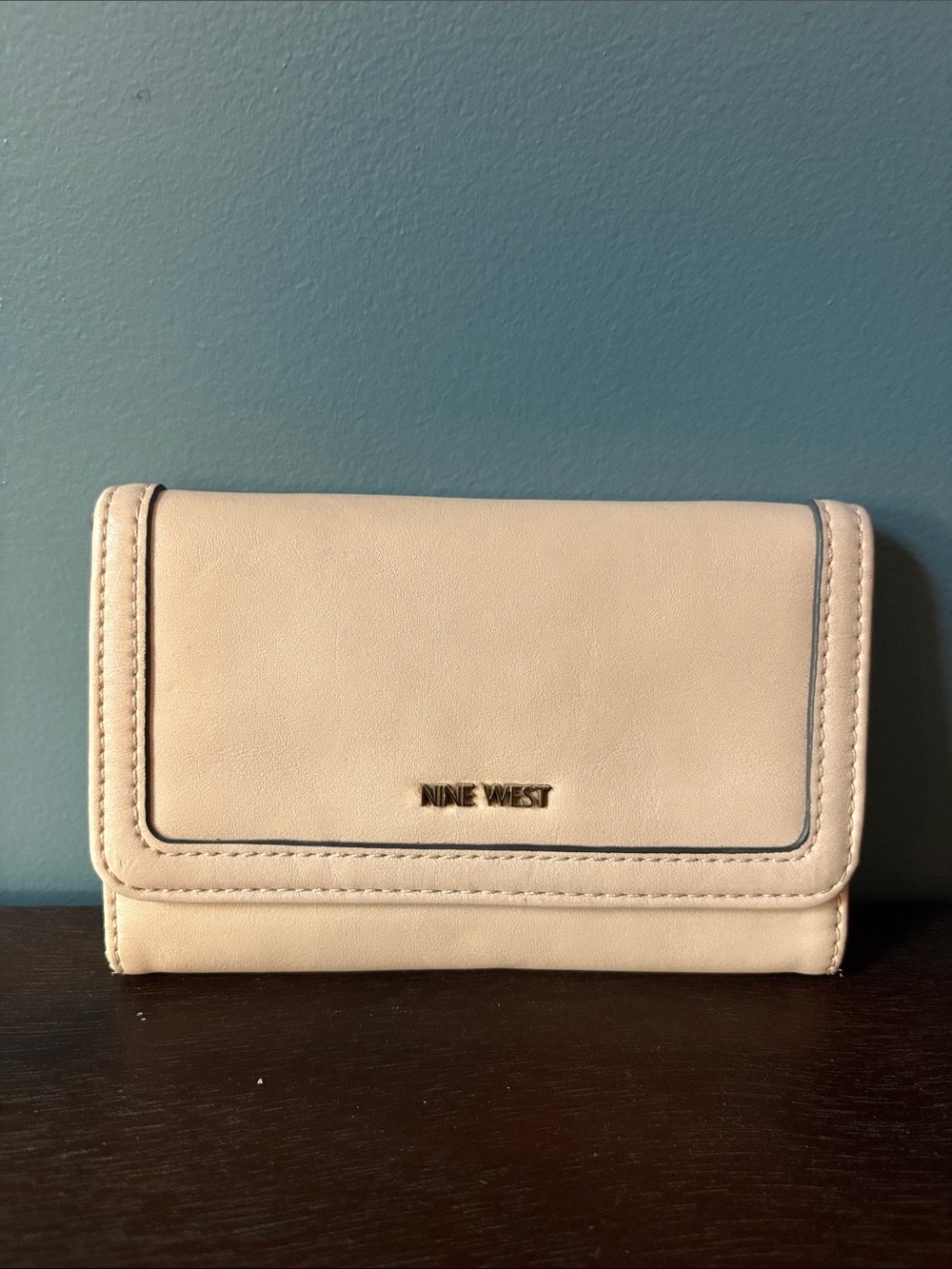 Nine West beige Small Fold Wallet with Gold Logo